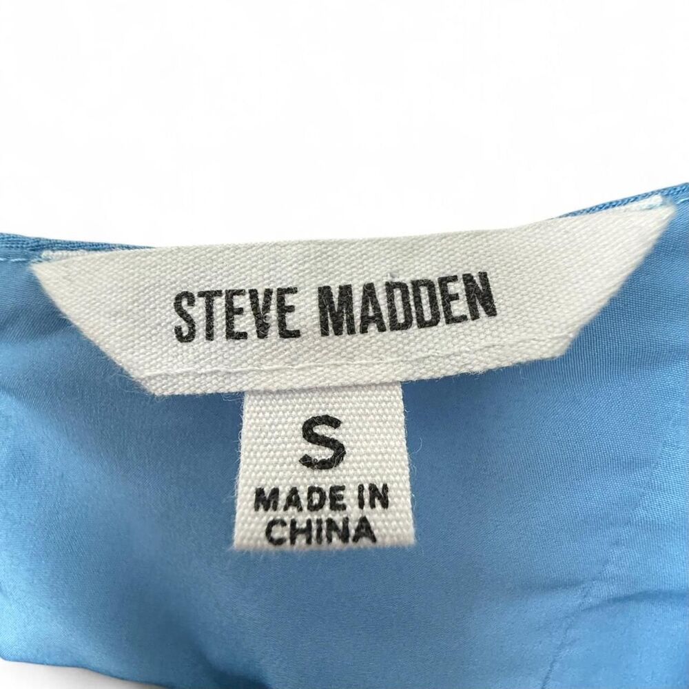 Steve Madden Linen Blend Corset Crop Top Boned Bustier Blue S - Picture 4 of 8